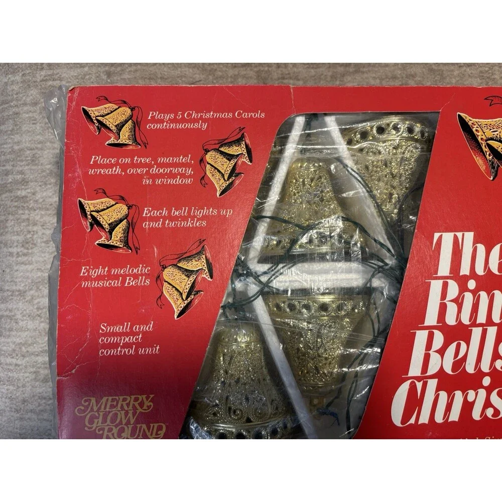 Vintage Merry Glow Round The Ringing Bells of Christmas Musical Lights Working